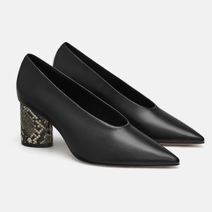 ZARA Leather Block Heel Pumps (new with tags)